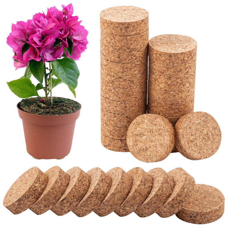 Biubee 60Pcs Invisible Pot Feet with Non-Slip Surface- Sturdy Cork Plant Riser Pot Feet for Outdoor Planter Drainage  Solid Corkwood Planter Pot Lifter for Outdoor Plants Garden Pots  2"" Dia - Image 1